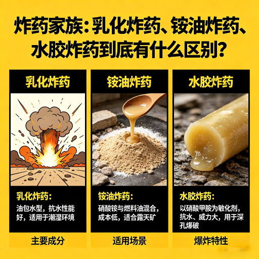 钟祥炸药家族：乳化炸药、铵油炸药、水胶炸药到底有什么区别？